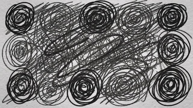 Abstract Black and White Scribble Art Pattern Background.