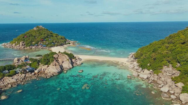 Islands Linked View. Scenic Scene Of Connected Islands. Beautiful Aerial View Of Island And Reef