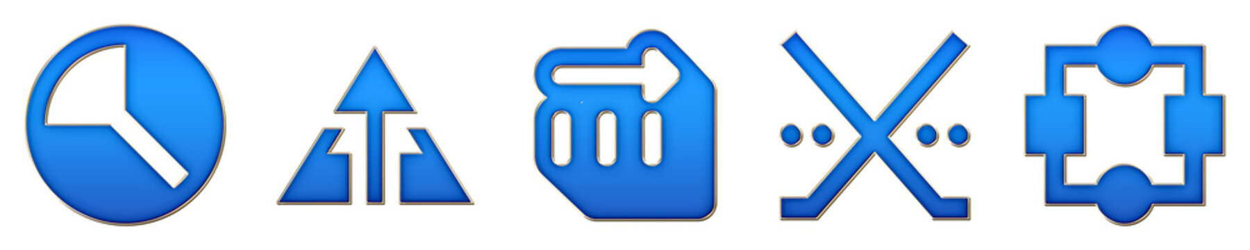 Modern 3D metallic icon collection - investment portfolio, maslow pyramid, neutral trading, options, and paralell workflow. Business corporate operations and professional.