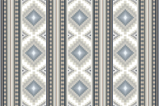 Vintage Tribal Geometric Carpet Pattern Seamless, Neutral Ethnic Rug Background Design