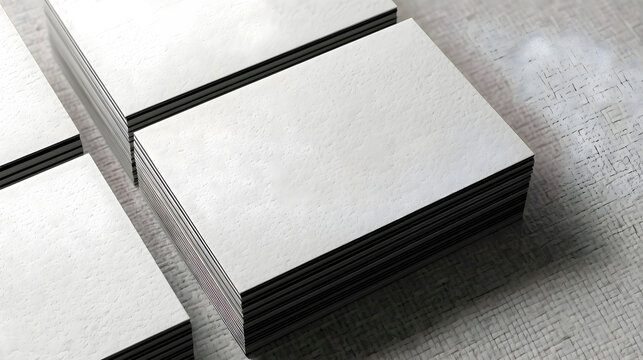 Stack of white business cards sitting on table, minimalist professional stationery for corporate identity and branding mockup