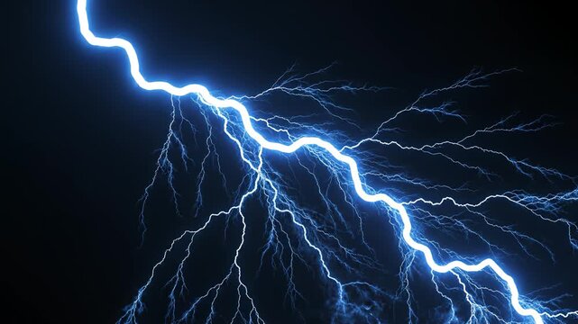 Bright blue lightning bolt in night sky symbolizing exploration and the great outdoors