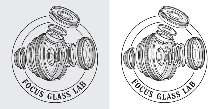 Exploded View of Camera Lens Optics - Vintage Photography Equipment Illustration
