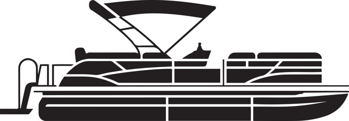 Luxury Pontoon Boat, balck icon silhouette vector © MDROBIUL