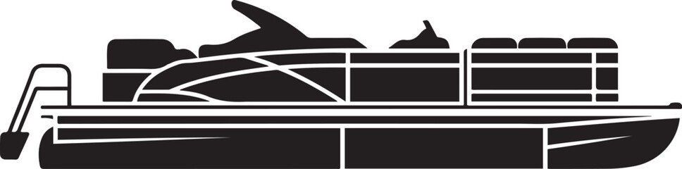Luxury Pontoon Boat, balck icon silhouette vector © MDROBIUL
