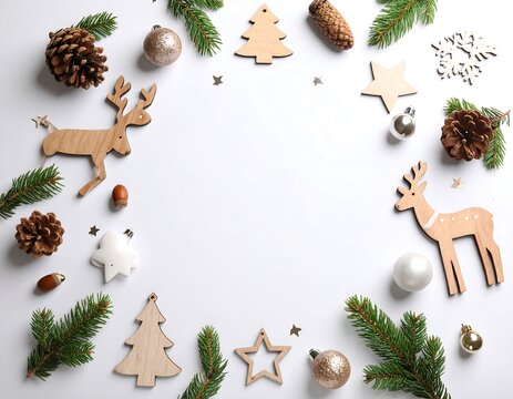 Christmas-themed circular arrangement on white background