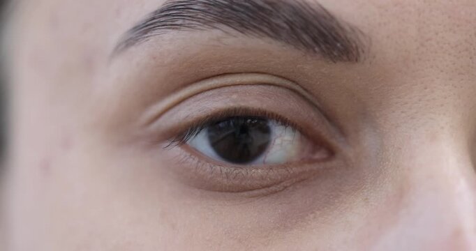 Macro view of woman with beautiful eyes