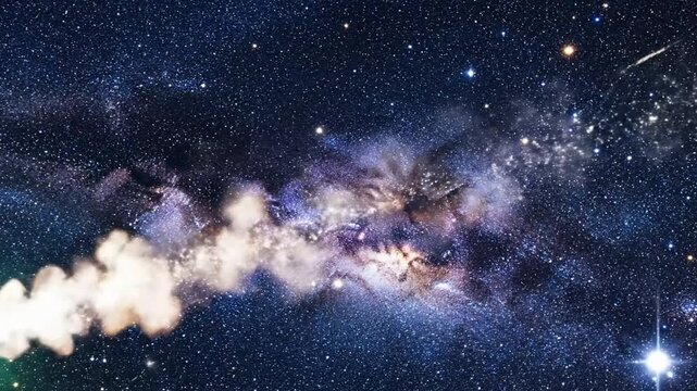 Stars shine bright in the night sky with a view from a VSRExport at a distant location