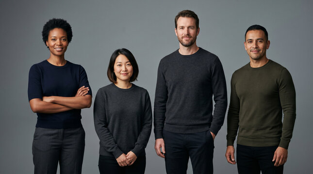 Four diverse individuals posing confidently.