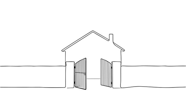 Minimalist Line Art Open Door House Opportunity Concept for Real Estate Marketing Design PNG