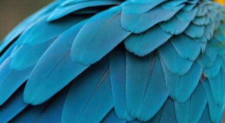 Obraz premium Bright blue feathers overlap in a detailed of bird plumage.