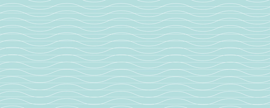 Seamless geometric truchet pattern. White and blue wavy background