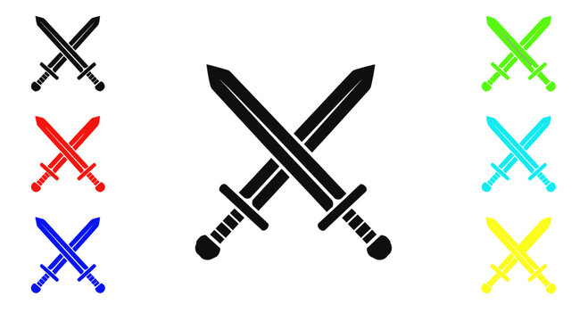 Swords crossed blades sharp weapons.