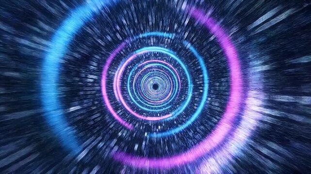 Futuristic abstract technology background with glowing data stream tunnel. mesmerizing digital vortex showing infinite speed and motion