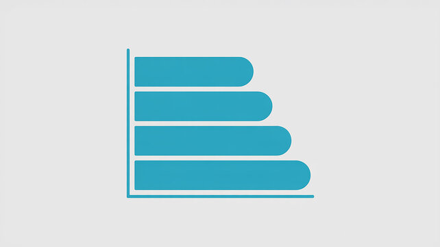 A minimalist bar graph design with four horizontal bars in a single shade of turquoise against a white background