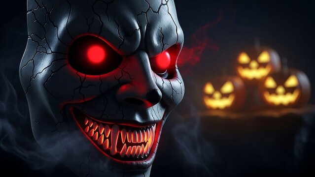 Spooky Halloween mask with jack-o-lanterns.