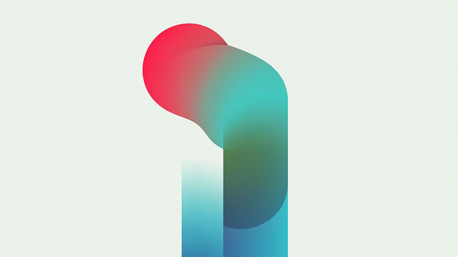A minimalist digital art composition featuring a large red circular shape in the upper left portion