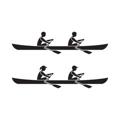 Canoe silhouettes with rowers black on white background © ABDULLA