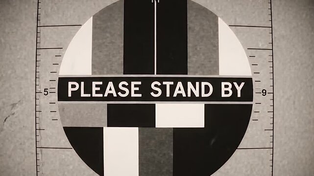 Vintage Analog Television Test Pattern with Please Stand By Text 4k
