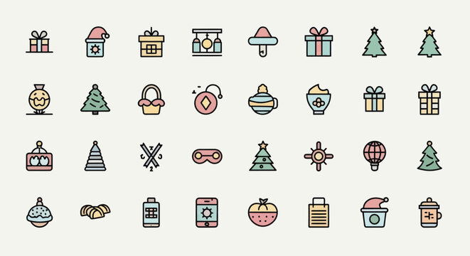 Christmas holiday icons and symbols