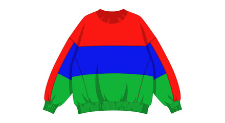 Colorful striped crew neck sweatshirt. © Crit