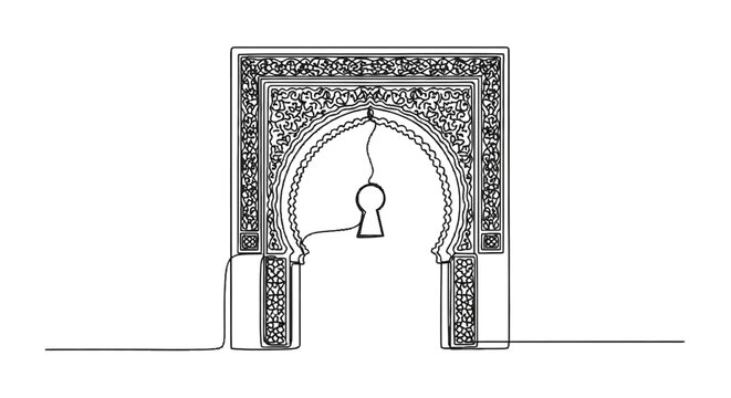 Intricate traditional Moroccan doorway with detailed decorative arch and ornate patterns capturing cultural architectural artistry