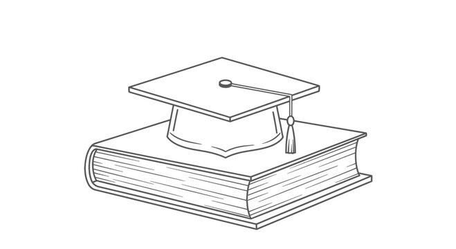 Graduation Cap on Stacked Books, Symbolizing Education and Knowledge