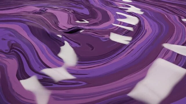Purple plastic paint fluid creates a looping background for artistic projects and designs in a simple, smooth motion