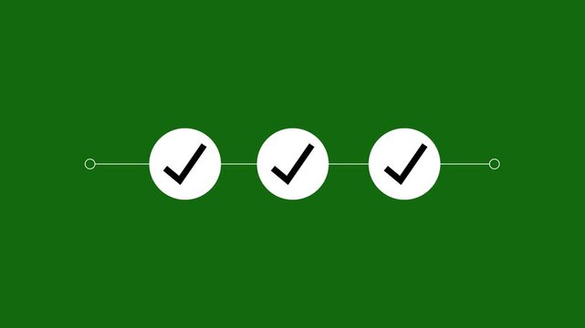 Checklist done list with checkmarks on green background task list