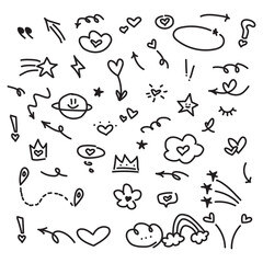 Obraz premium Set of doodle vector elements with illustration style doodle and line art