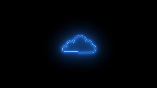 A blue neon cloud hovers against a black background.