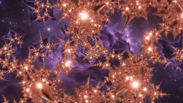 Explore deep purple and copper abstract fractal universe in vibrant colors and textures