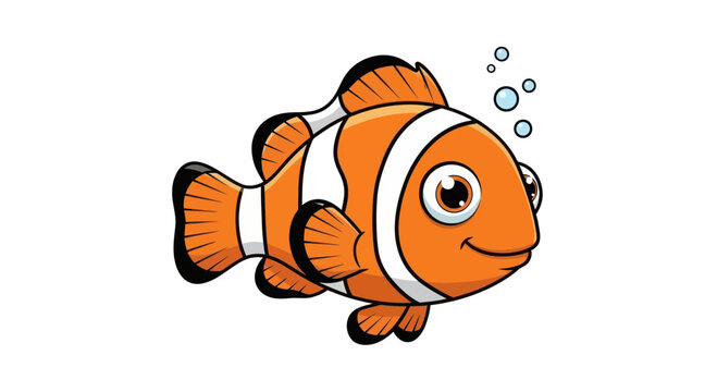 Cartoon clownfish marine animal illustration.