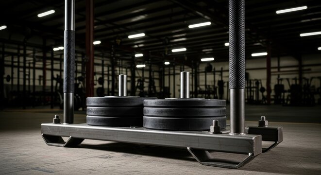 Robust Steel Weighted Sled Loaded with Heavy Weight Plates in a Gym Setting