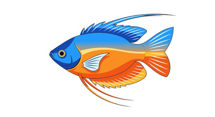 Fototapeta premium Vibrant Blue and Orange Gourami Fish Illustration