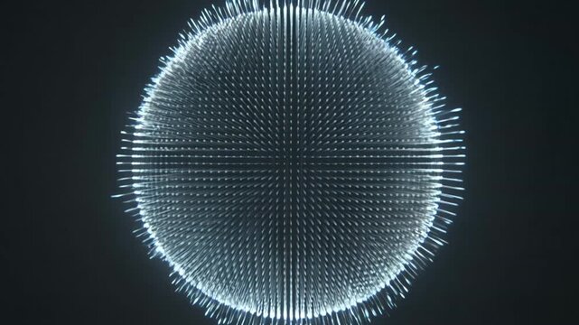 Futuristic Abstract Sphere with Glowing Data Particles and Cyberpunk Aesthetics