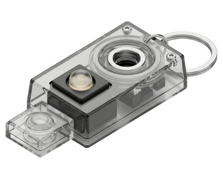 Clear electronic security token keychain isolated with transparent background