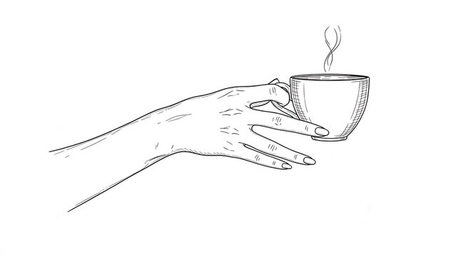 Hand holding a steaming cup of coffee.
