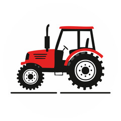 Obraz premium Bright Red Tractor Machine for Agriculture and Farming Tasks