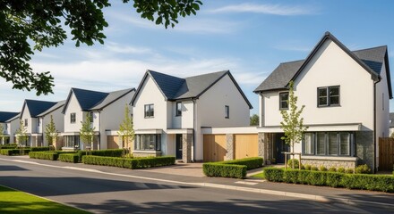 Obraz premium Row of modern detached houses in a suburban development