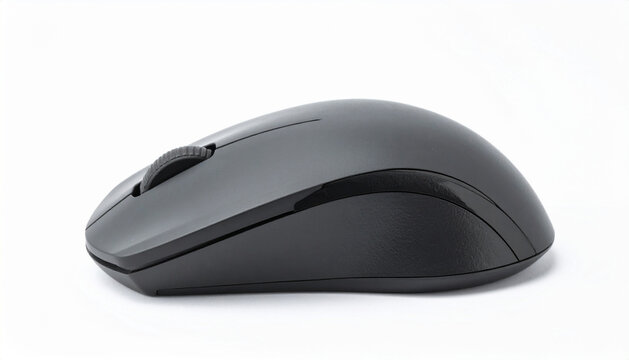 Black wireless computer mouse isolated on a white background