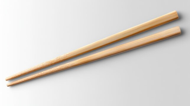 Wooden chopsticks on a white background, for use in a food or cooking theme