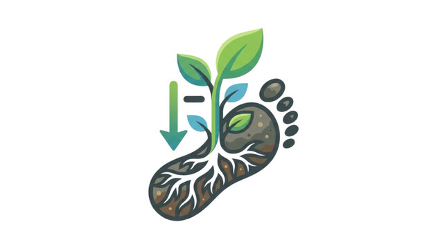 Growing plant from a footprint in soil representing ecological footprint reduction and sustainability eco friendly carbon footprint climate change zero waste footprint sustainability renewable