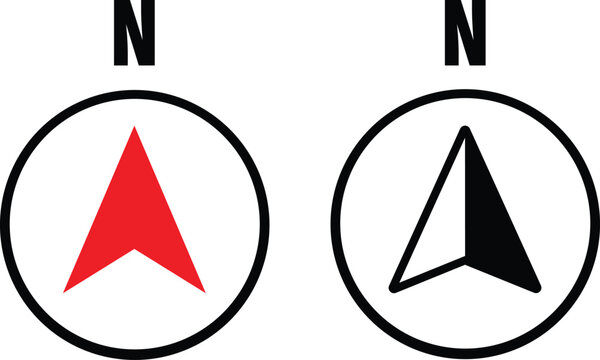 North arrow icon set. GPS north pointer for navigation signs. Compass north arrow.directional compass points N S W E icon set vector. North, south, west, east navigation arrow symbol vector.