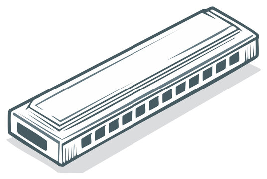 Harmonica instrument illustration, vector graphic, musical wind instrument