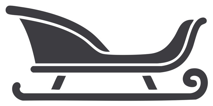 Simple flat graphic icon of a traditional holiday sleigh for Christmas and winter themes