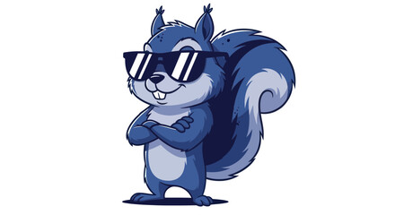 Cool Blue Squirrel Wearing Sunglasses, Confident Pose © Teh