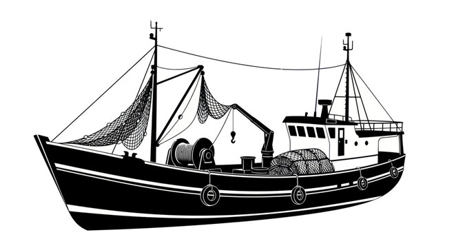 Fishing Trawler Boat Illustration