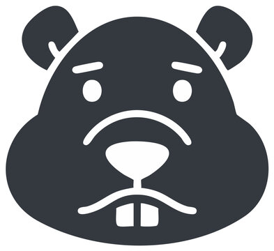 Sad beaver icon with a worried expression. Vector illustration of an unhappy gopher or groundhog face.