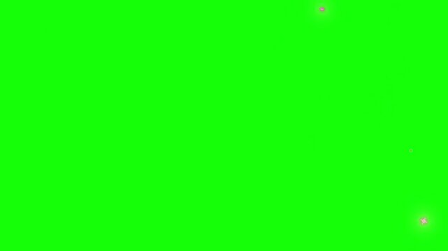 Radiant pink hearts explode outwards from the center on green screen.